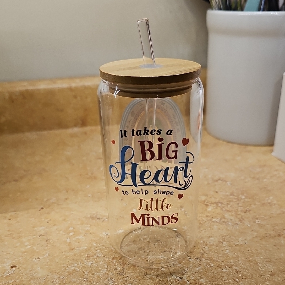 Teacher Life Glass Tumbler with Straw - Picture 2 of 2